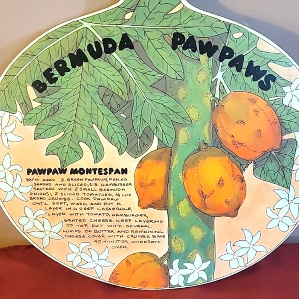 Chopping Cutting Board Bermuda Pawpaws Melamine Vintage Wall Art Hanging